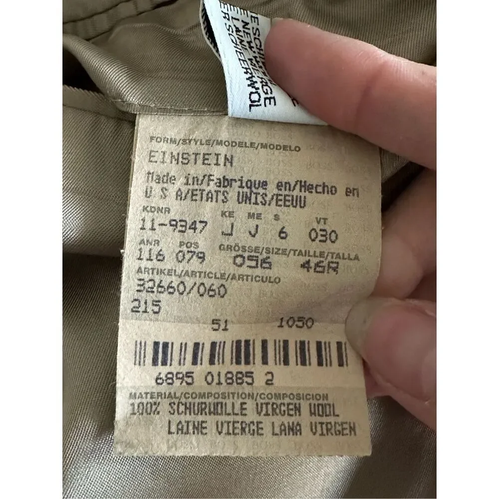 Hugo Boss Einstein Blazer Mens 46R Brown 3‎ Button Vintage 80s USA Union